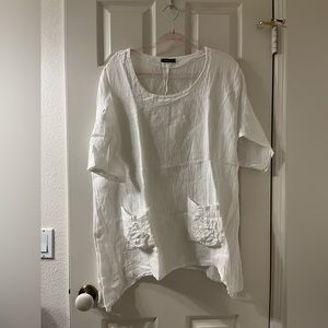 women’s white linen tunic made in Italy